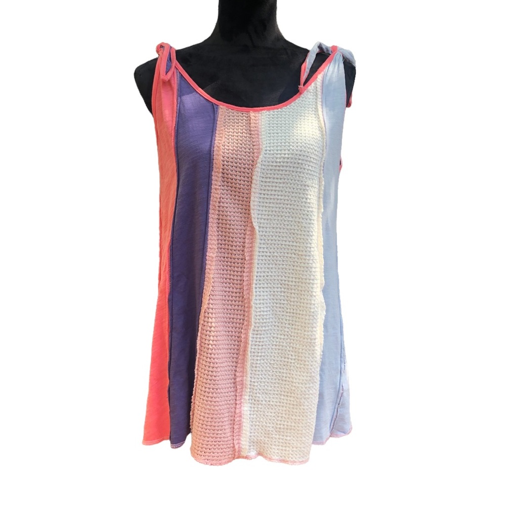 L Love Inside Out Vertical Stripe Colorblock Tank Top size M - Picture 2 of 8
